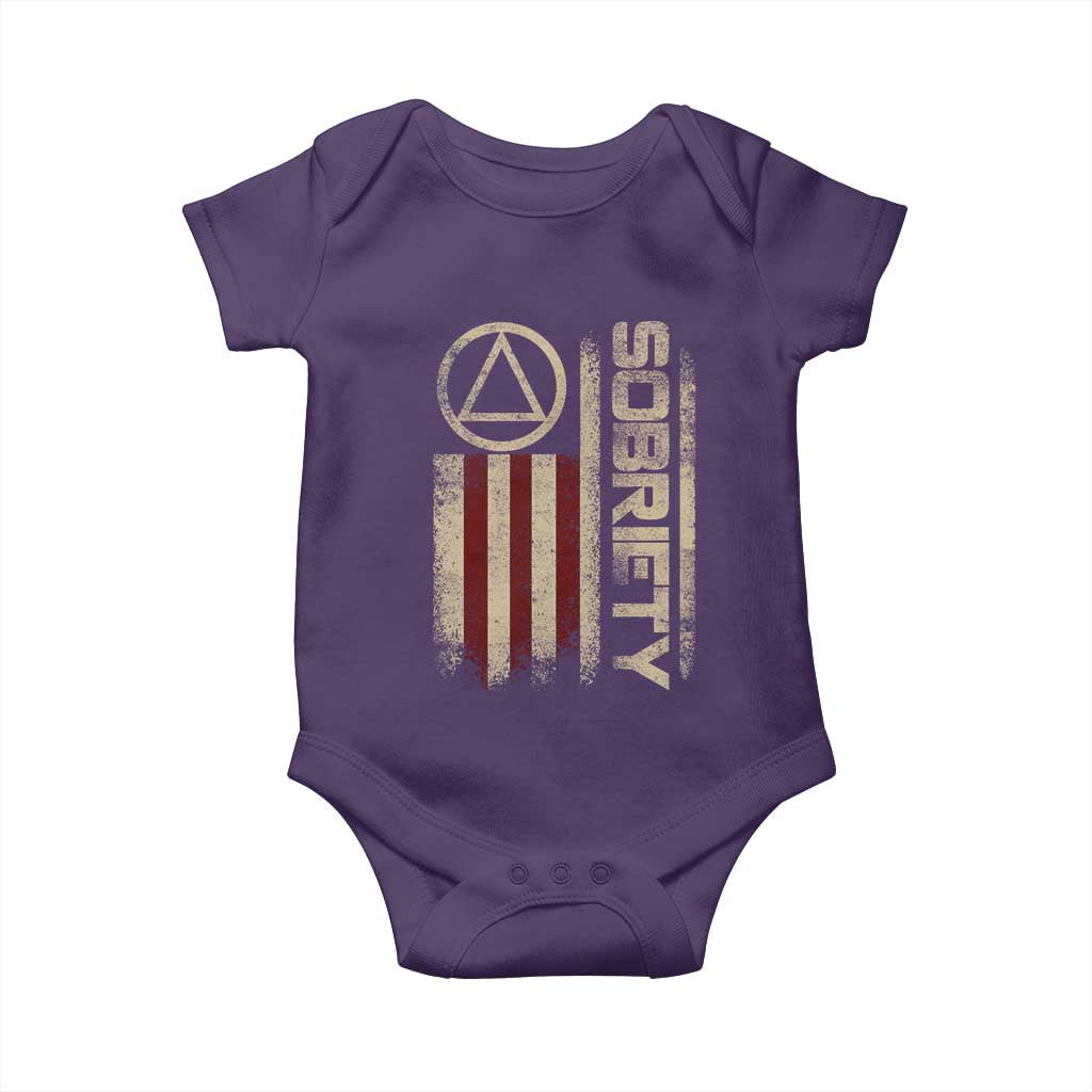 Sober AA NA Sobriety Anniversary Baby Onesie Alcoholism Addiction Recovery Vintage American Flag