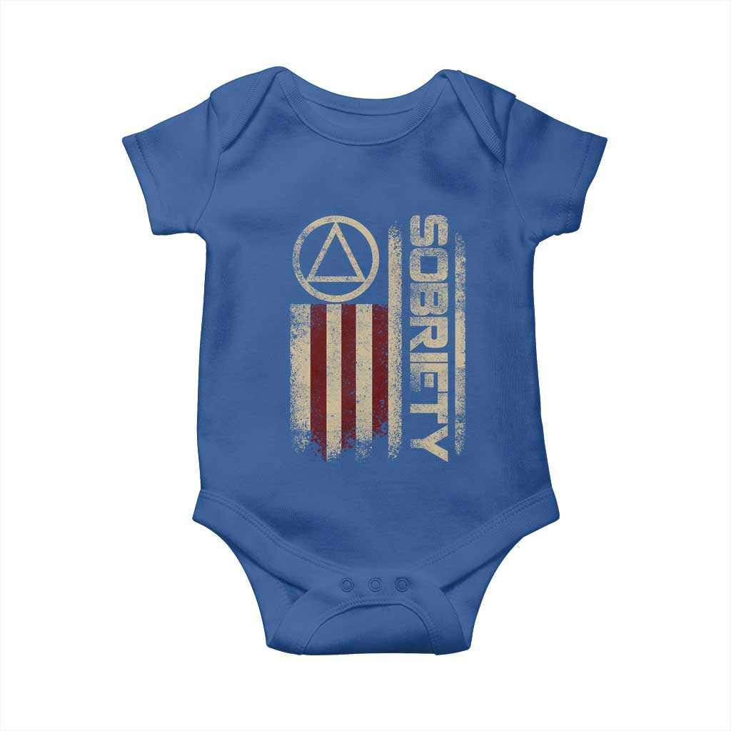 Sober AA NA Sobriety Anniversary Baby Onesie Alcoholism Addiction Recovery Vintage American Flag