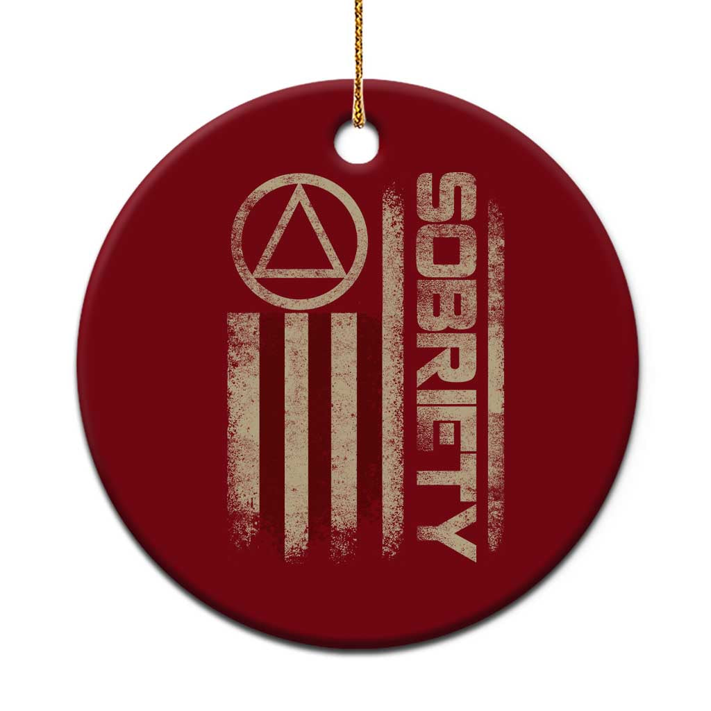 Sober AA NA Sobriety Anniversary Ceramic Ornament Alcoholism Addiction Recovery Vintage American Flag