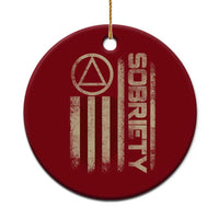 Sober AA NA Sobriety Anniversary Ceramic Ornament Alcoholism Addiction Recovery Vintage American Flag