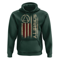 Sober AA NA Sobriety Anniversary Hoodie Alcoholism Addiction Recovery Vintage American Flag