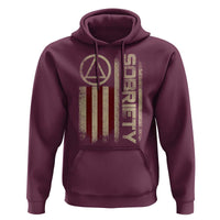 Sober AA NA Sobriety Anniversary Hoodie Alcoholism Addiction Recovery Vintage American Flag