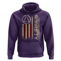 Sober AA NA Sobriety Anniversary Hoodie Alcoholism Addiction Recovery Vintage American Flag