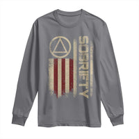 Sober AA NA Sobriety Anniversary Long Sleeve Shirt Alcoholism Addiction Recovery Vintage American Flag