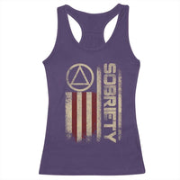 Sober AA NA Sobriety Anniversary Racerback Tank Top Alcoholism Addiction Recovery Vintage American Flag