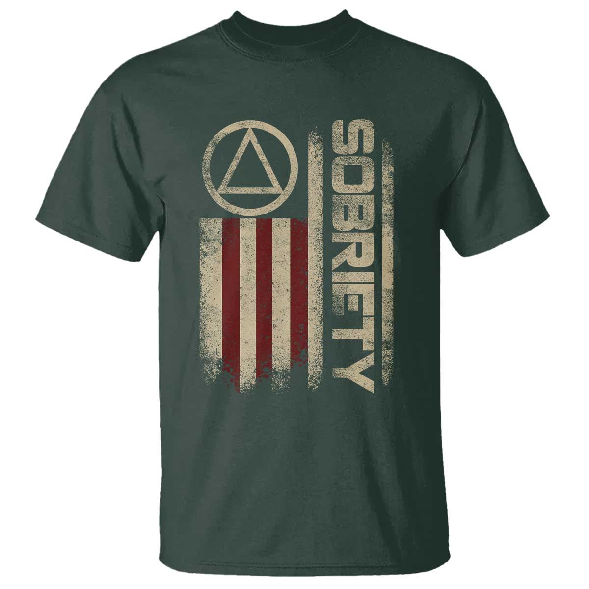 Sober AA NA Sobriety Anniversary T Shirt Alcoholism Addiction Recovery Vintage American Flag