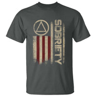Sober AA NA Sobriety Anniversary T Shirt Alcoholism Addiction Recovery Vintage American Flag