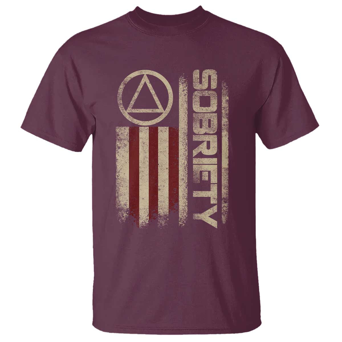 Sober AA NA Sobriety Anniversary T Shirt Alcoholism Addiction Recovery Vintage American Flag