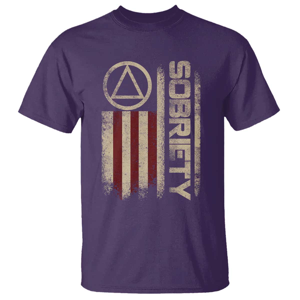 Sober AA NA Sobriety Anniversary T Shirt Alcoholism Addiction Recovery Vintage American Flag