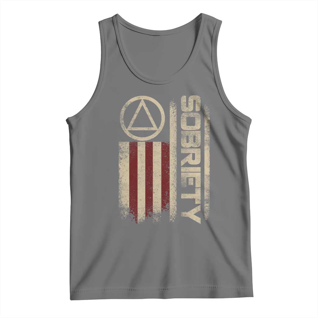 Sober AA NA Sobriety Anniversary Tank Top Alcoholism Addiction Recovery Vintage American Flag
