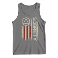Sober AA NA Sobriety Anniversary Tank Top Alcoholism Addiction Recovery Vintage American Flag