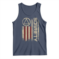 Sober AA NA Sobriety Anniversary Tank Top Alcoholism Addiction Recovery Vintage American Flag