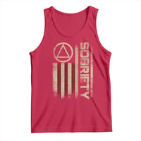 Sober AA NA Sobriety Anniversary Tank Top Alcoholism Addiction Recovery Vintage American Flag