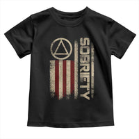 Sober AA NA Sobriety Anniversary Toddler T Shirt Alcoholism Addiction Recovery Vintage American Flag