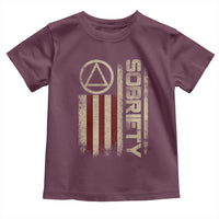 Sober AA NA Sobriety Anniversary Toddler T Shirt Alcoholism Addiction Recovery Vintage American Flag