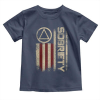 Sober AA NA Sobriety Anniversary Toddler T Shirt Alcoholism Addiction Recovery Vintage American Flag
