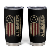 Sober AA NA Sobriety Anniversary Tumbler Cup Alcoholism Addiction Recovery Vintage American Flag