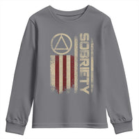 Sober AA NA Sobriety Anniversary Youth Sweatshirt Alcoholism Addiction Recovery Vintage American Flag