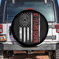 10 Years Sober Spare Tire Cover 10 Years Sobriety Anniversary Vintage American Flag