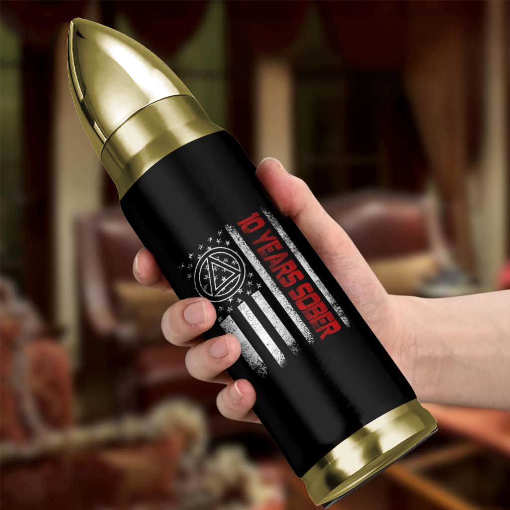 10 Years Sober Bullet Tumbler 10 Years Sobriety Anniversary Vintage American Flag