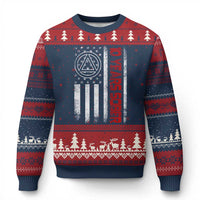 10 Years Sober Ugly Christmas Sweater 10 Years Sobriety Anniversary Vintage American Flag