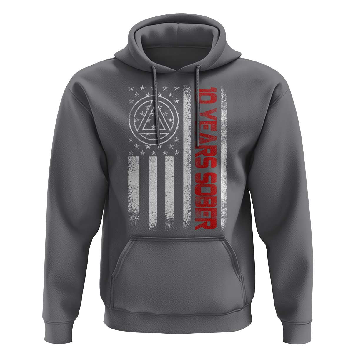 10 Years Sober Hoodie 10 Years Sobriety Anniversary Vintage American Flag