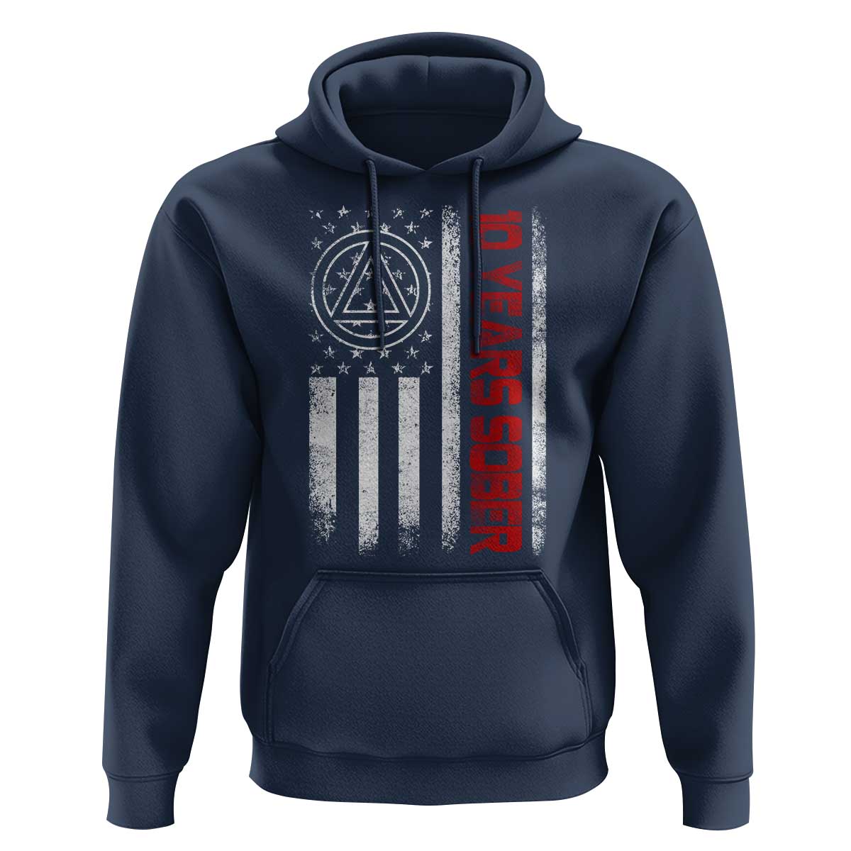 10 Years Sober Hoodie 10 Years Sobriety Anniversary Vintage American Flag