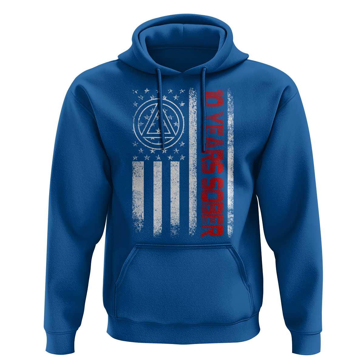 10 Years Sober Hoodie 10 Years Sobriety Anniversary Vintage American Flag