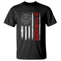 10 Years Sober T Shirt 10 Years Sobriety Anniversary Vintage American Flag