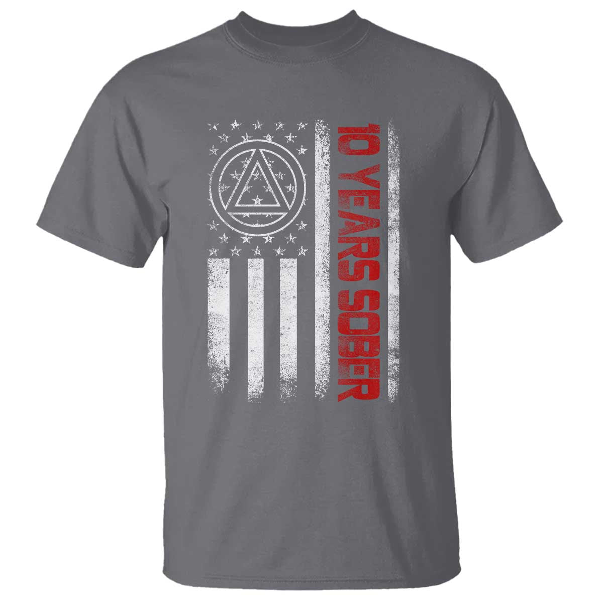 10 Years Sober T Shirt 10 Years Sobriety Anniversary Vintage American Flag