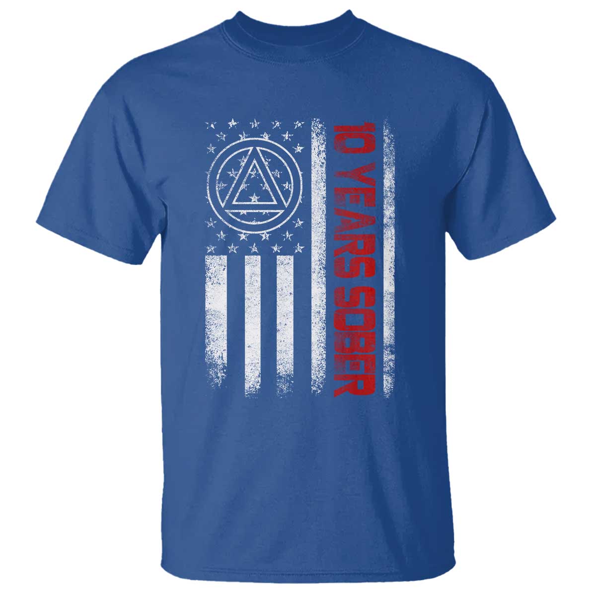 10 Years Sober T Shirt 10 Years Sobriety Anniversary Vintage American Flag
