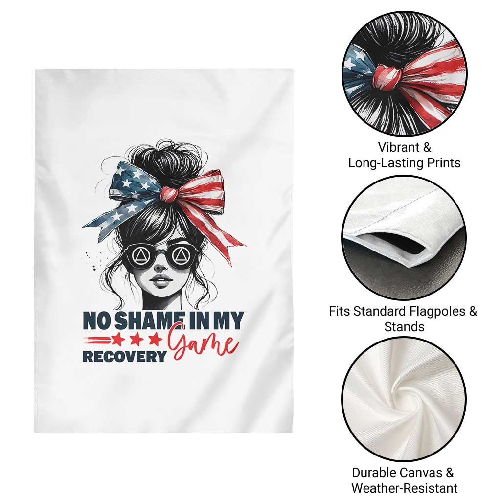 No Shame In My Recovery Game Garden Flag Sobriety AA NA Anniversary