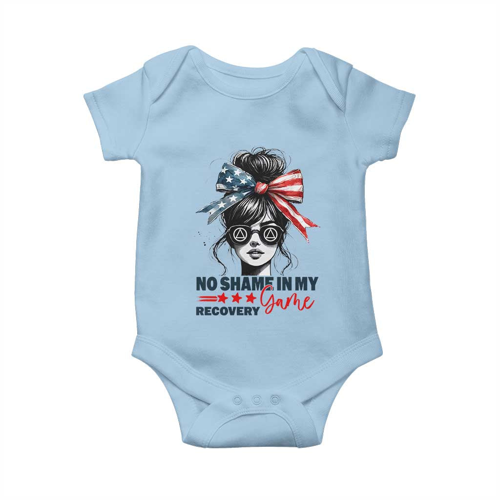 No Shame In My Recovery Game Baby Onesie Sobriety AA NA Anniversary