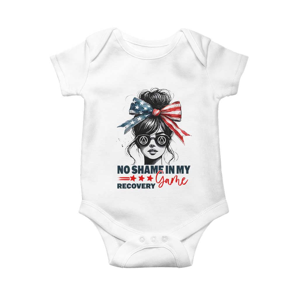 No Shame In My Recovery Game Baby Onesie Sobriety AA NA Anniversary