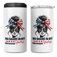 No Shame In My Recovery Game 4 in 1 Can Cooler Tumbler Sobriety AA NA Anniversary