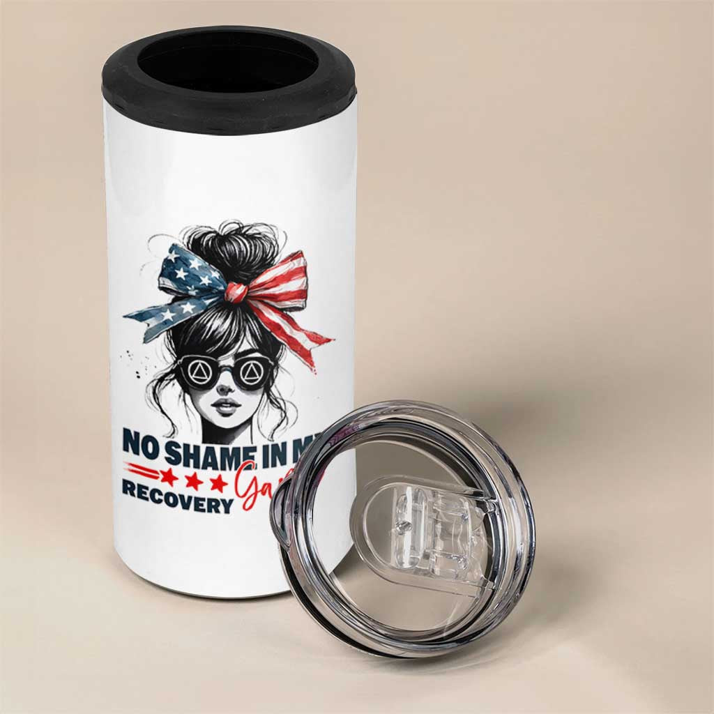 No Shame In My Recovery Game 4 in 1 Can Cooler Tumbler Sobriety AA NA Anniversary