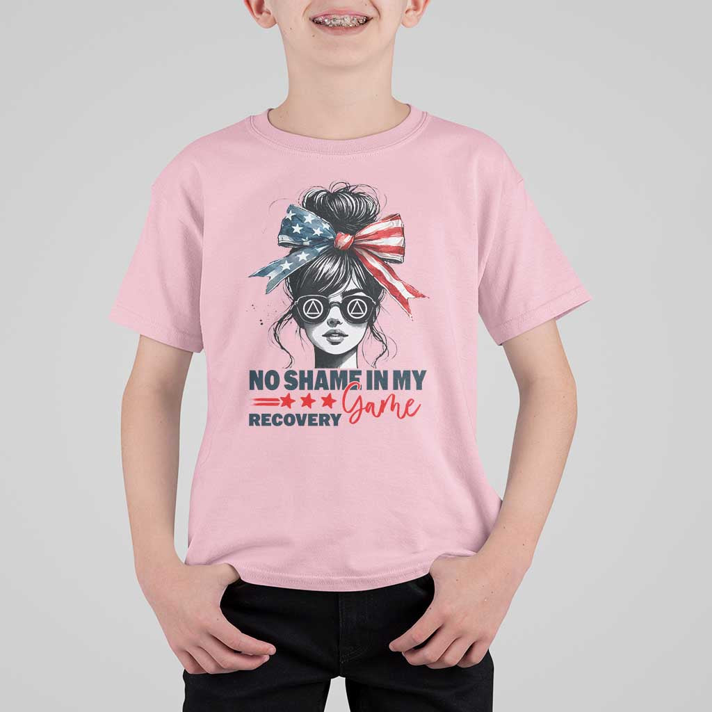 No Shame In My Recovery Game T Shirt For Kid Sobriety AA NA Anniversary