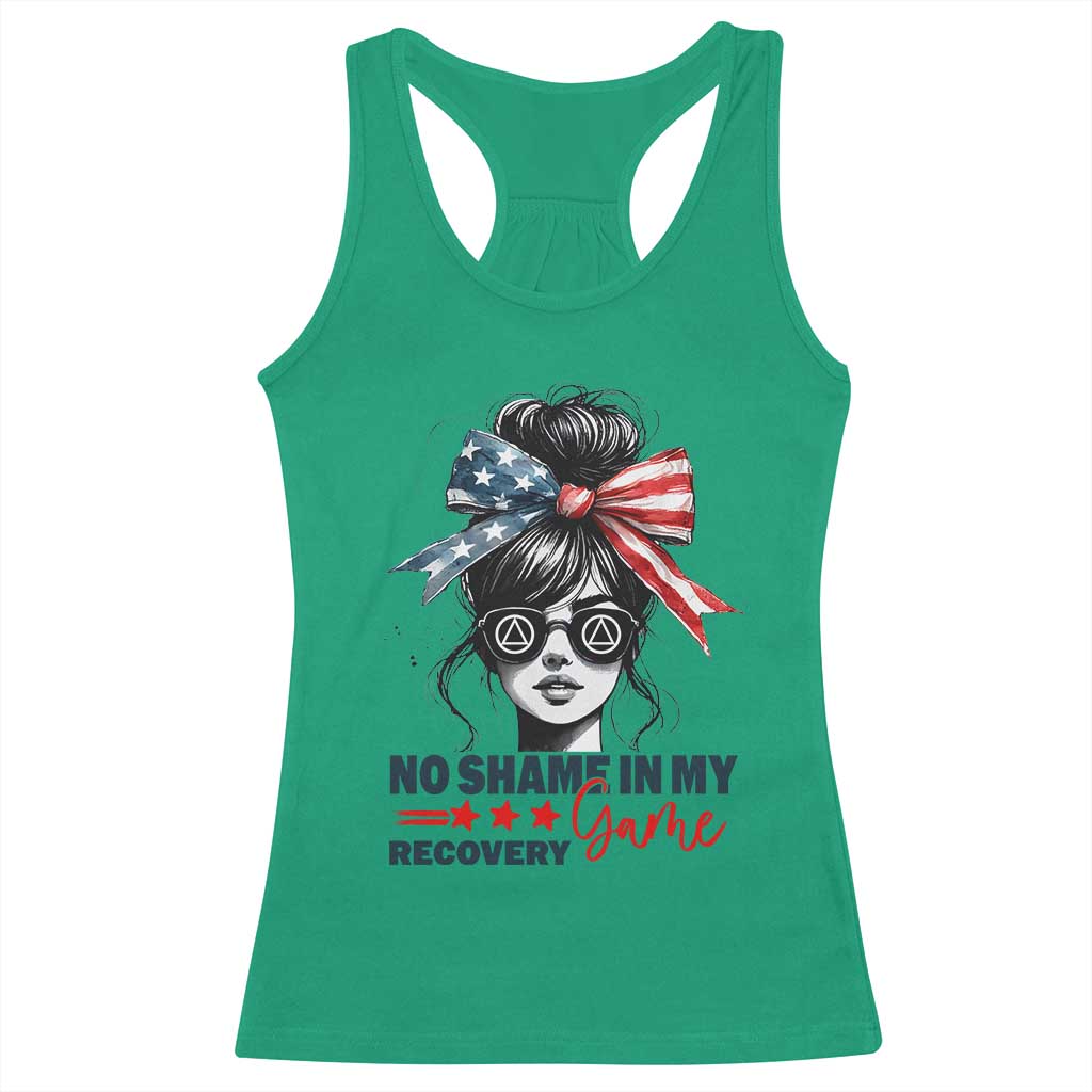 No Shame In My Recovery Game Racerback Tank Top Sobriety AA NA Anniversary