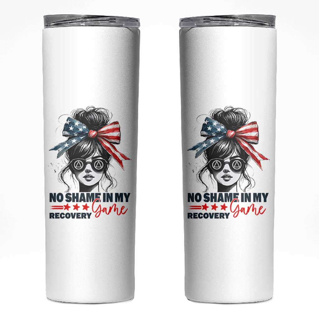 No Shame In My Recovery Game Skinny Tumbler Sobriety AA NA Anniversary