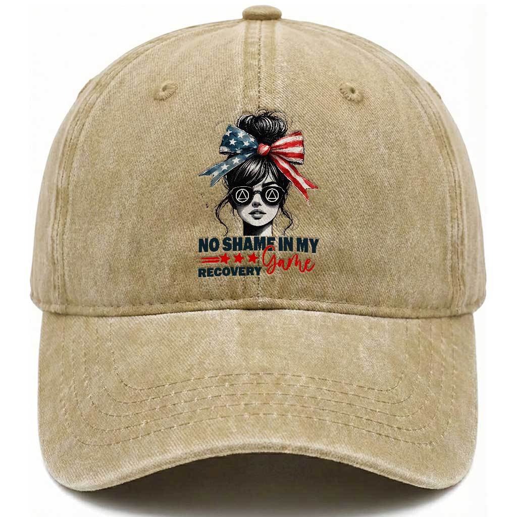 No Shame In My Recovery Game Washed Cotton Baseball Cap Sobriety AA NA Anniversary