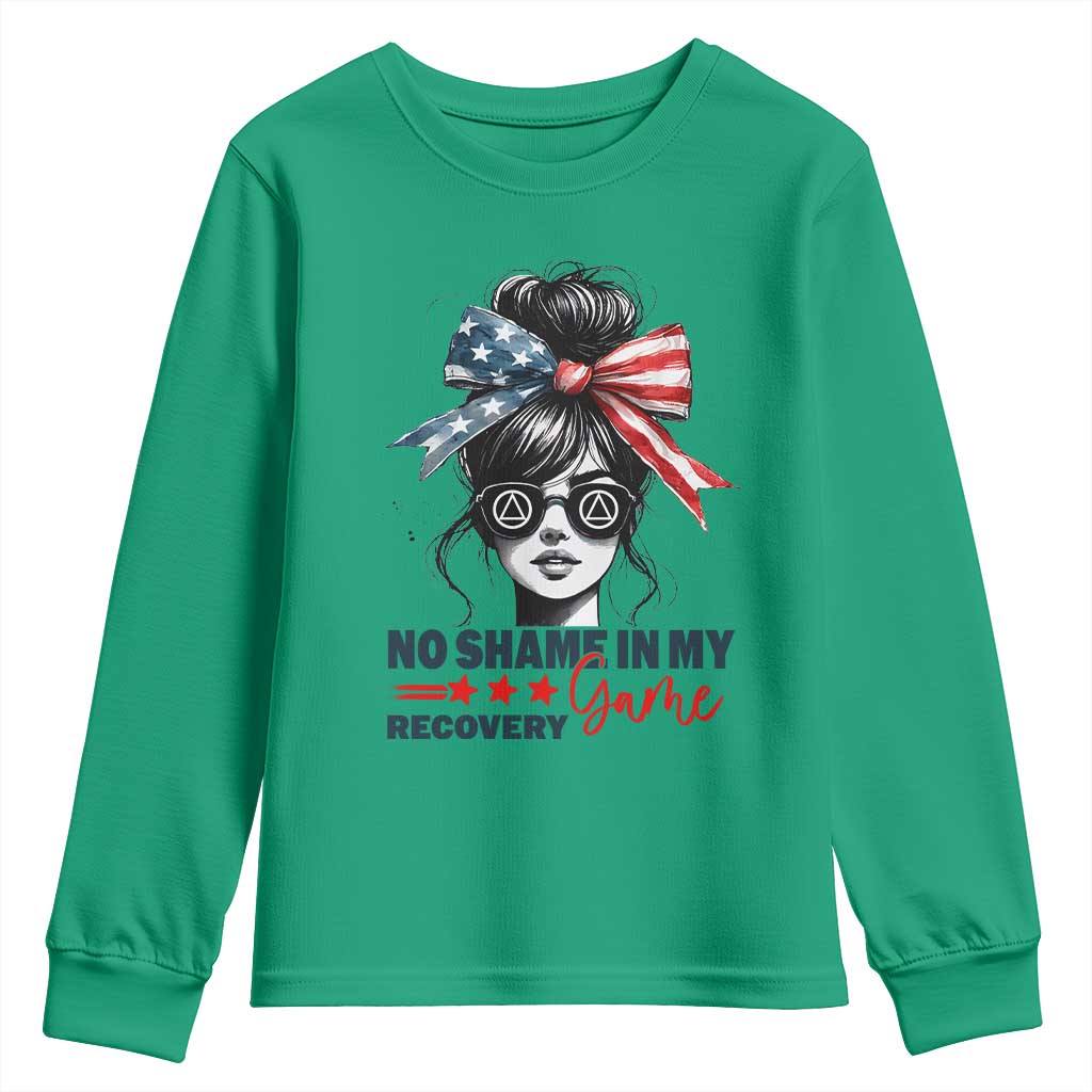 No Shame In My Recovery Game Youth Sweatshirt Sobriety AA NA Anniversary