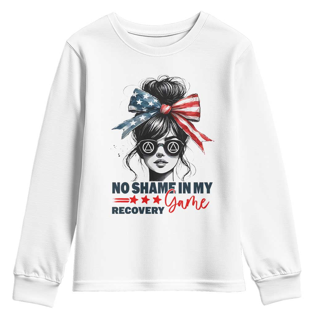 No Shame In My Recovery Game Youth Sweatshirt Sobriety AA NA Anniversary