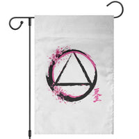 AA Sober Symbol Serenity Recovery Garden Flag Japanese Cherry Blossom Brushstroke Circle
