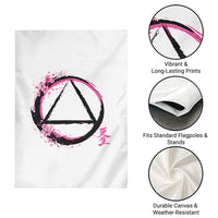 AA Sober Symbol Serenity Recovery Garden Flag Japanese Cherry Blossom Brushstroke Circle