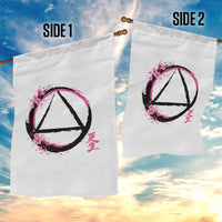 AA Sober Symbol Serenity Recovery Garden Flag Japanese Cherry Blossom Brushstroke Circle