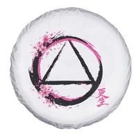 AA Sober Symbol Serenity Recovery Spare Tire Cover Japanese Cherry Blossom Brushstroke Circle