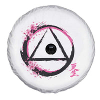 AA Sober Symbol Serenity Recovery Spare Tire Cover Japanese Cherry Blossom Brushstroke Circle