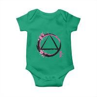 AA Sober Symbol Serenity Recovery Baby Onesie Japanese Cherry Blossom Brushstroke Circle