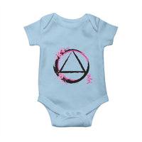 AA Sober Symbol Serenity Recovery Baby Onesie Japanese Cherry Blossom Brushstroke Circle