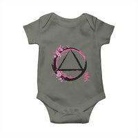 AA Sober Symbol Serenity Recovery Baby Onesie Japanese Cherry Blossom Brushstroke Circle